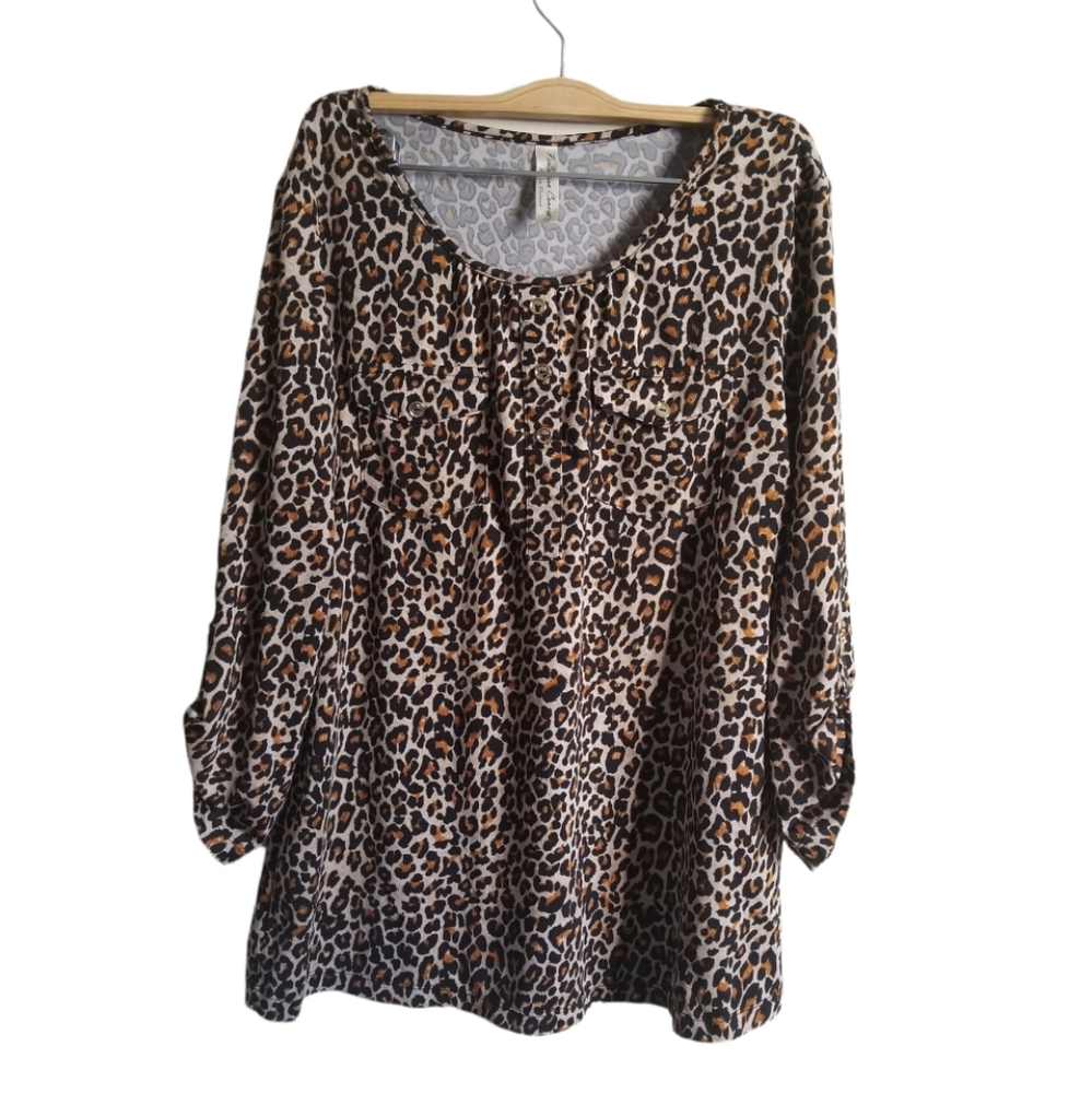 Perception Concept women's Leonard print long sleeve blouse size M